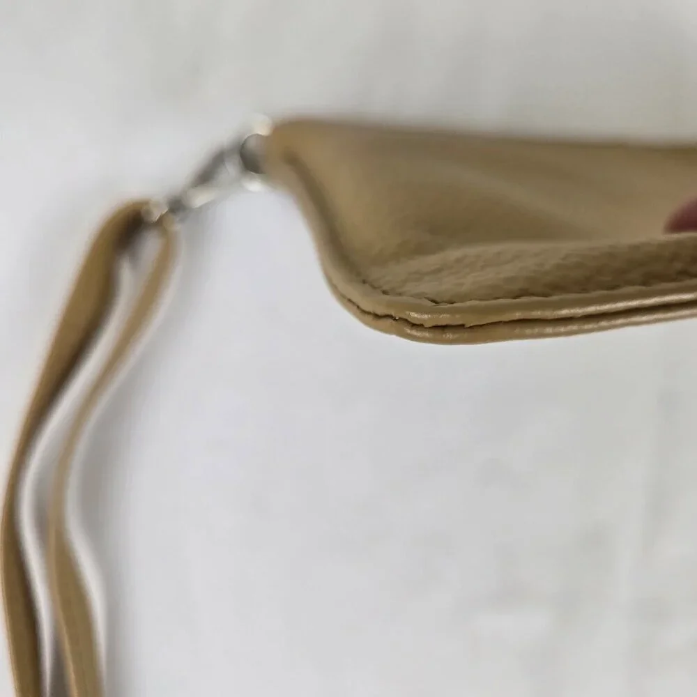 Befen Khaki Tan Pebbled Cowhide Leather Crossbody Bag Adj Removable Strap